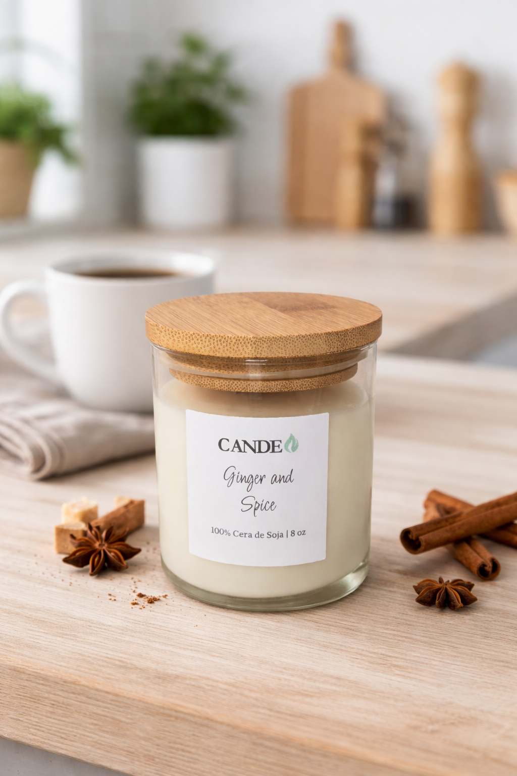 Vela Aromática de Soja - Ginger and Spice (Aroma Cálido)